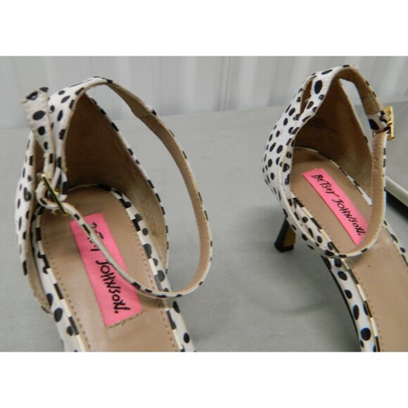 Betsey Johnson Womens Polka Dot Floral Accent Heels Sandal Ankle Strap Size 9M - Picture 9 of 15